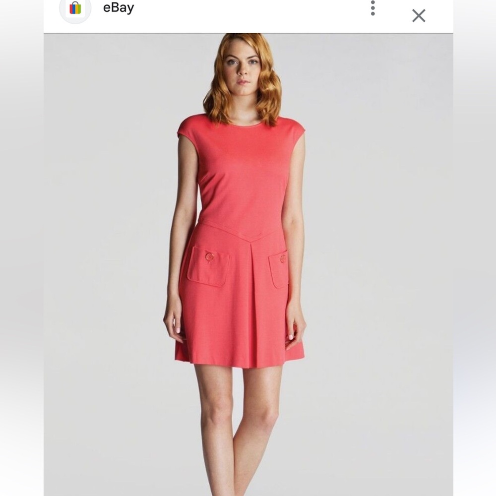 TED BAKER LONDON Harmia Pocket Salmon Short Sleeve Dress Size 2 (US 4)